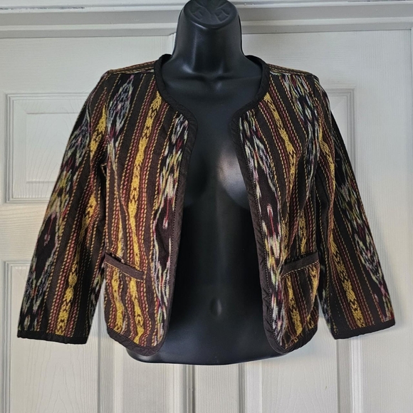 Grandma core abstract 3/4 sleeve cardigan blazer structured jacketSize small - Picture 2 of 4
